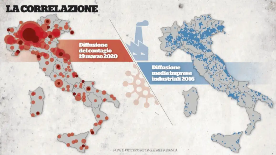 mappa coronavirus inquinamento lombardia