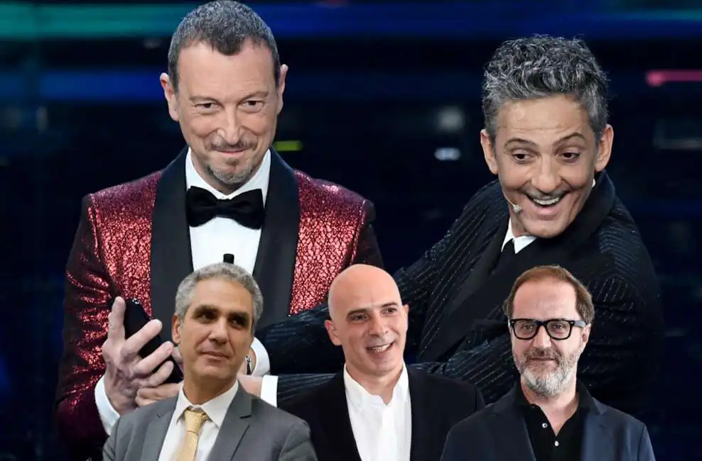 amadeus, fiorello, stefano coletta, marcello foa, fabrizio salini 2021sanremo