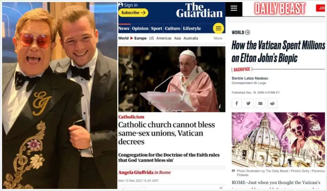 elton john e il post contro il vaticano