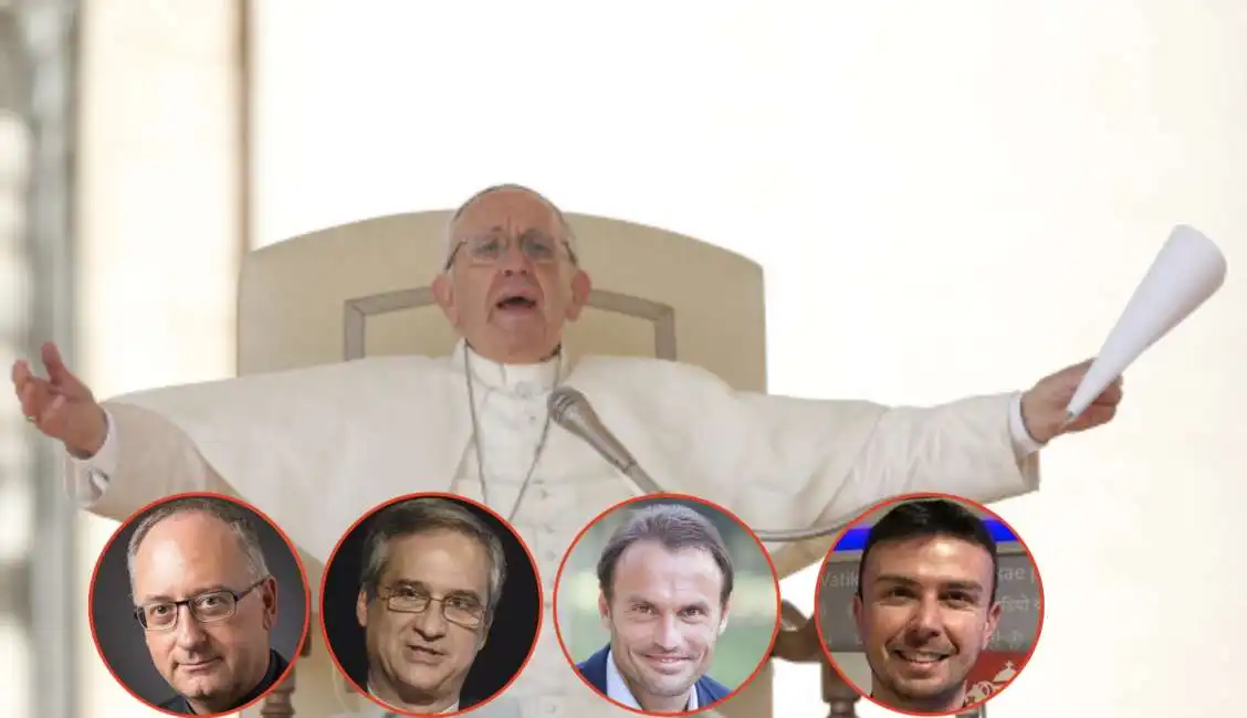 antonio spadaro , don dario vigano, don marco pozza, don luigi maria epicoco - papa grancesco bergoglio 