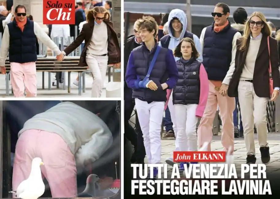 john elkann lavinia borromeo venezia pantaloni rosa 