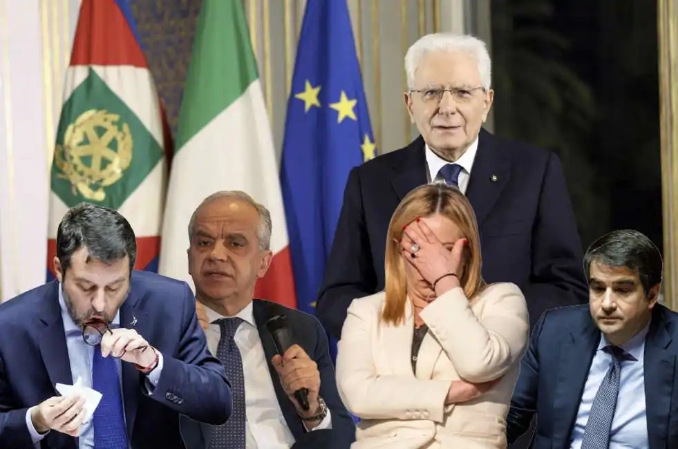 matteo salvini giorgia meloni sergio mattarella piantedosi raffaele fitto sergio mattarella 