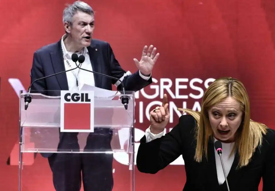 maurizio landini giorgia meloni cgil 