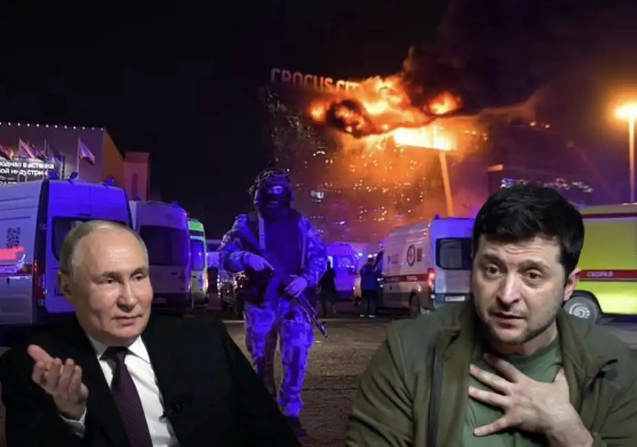 attentato crocus city hall mosca vladimir putin volodymyr zelensky 