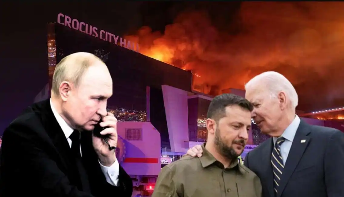 attentato crocus city hall mosca vladimir putin volodymyr zelensky joe biden 