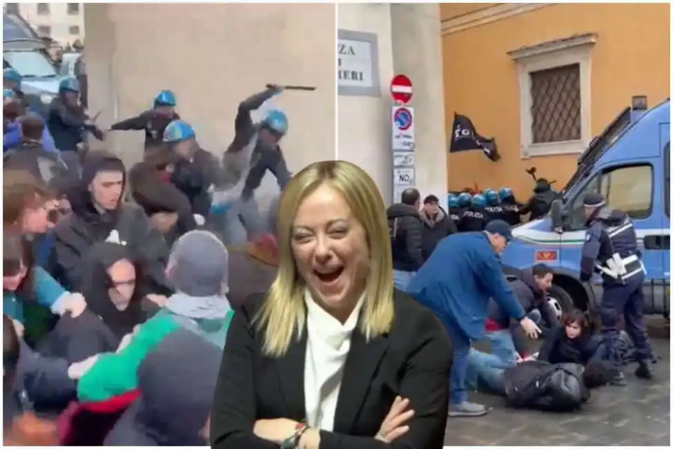 giorgia meloni manganelli cariche polizia manifestazione pro palestina pisa 