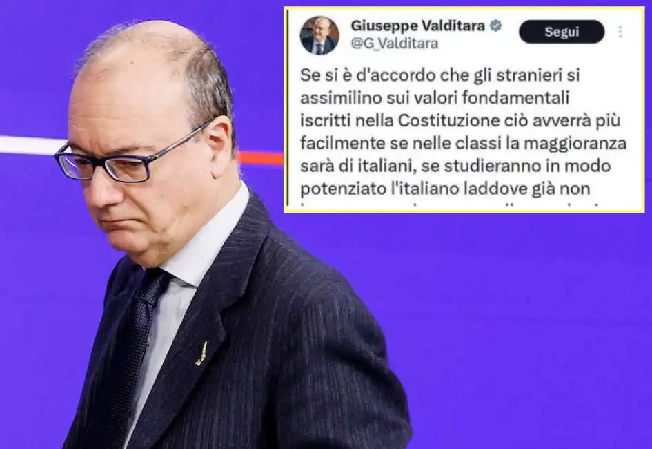 giuseppe valditara studenti stranieri scuola tweet