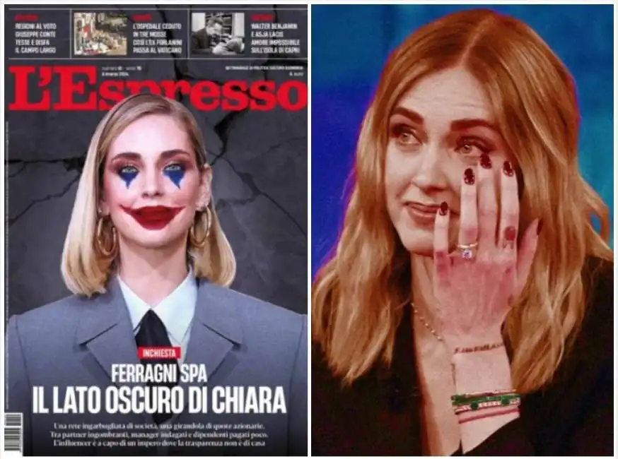 la copertina l'espresso su chiara ferragni in stile joker