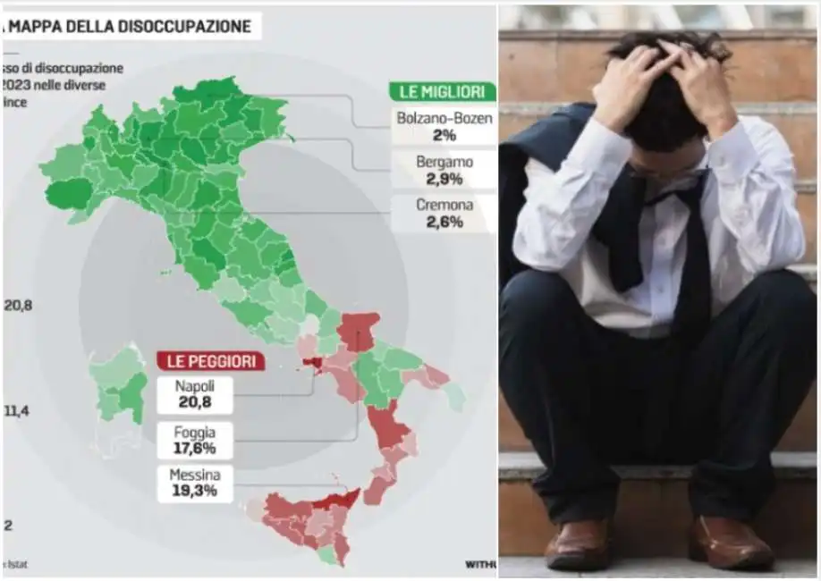 mappa disoccupazione nord sud