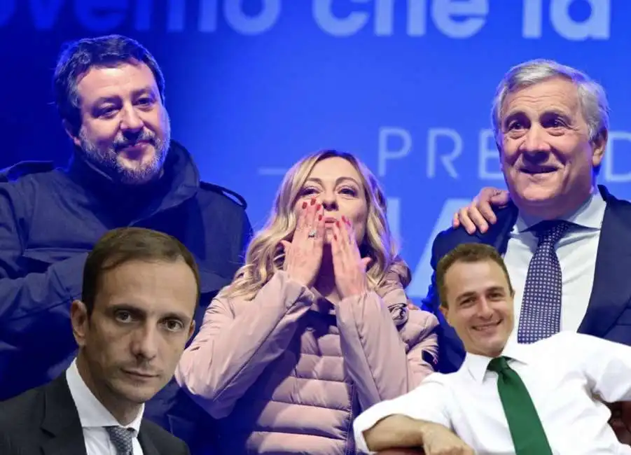 matteo salvini giorgia meloni antonio tajani massimiliano fedriga marco reguzzoni 