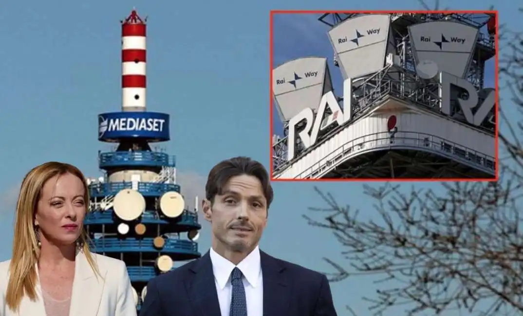 rai way raiway ei tower mediaset torri antenne giorgia meloni pier silvio berlusconi