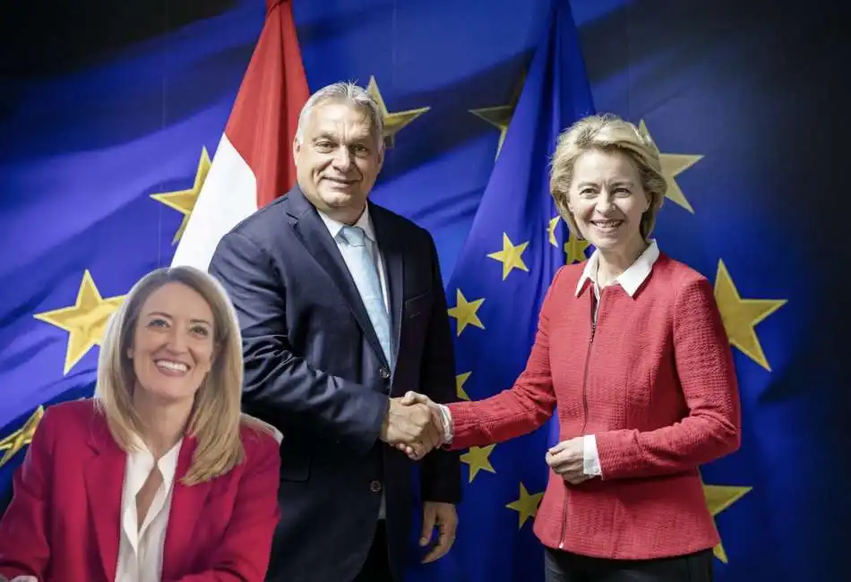 roberta metsola viktor orban ursula von der leyen 