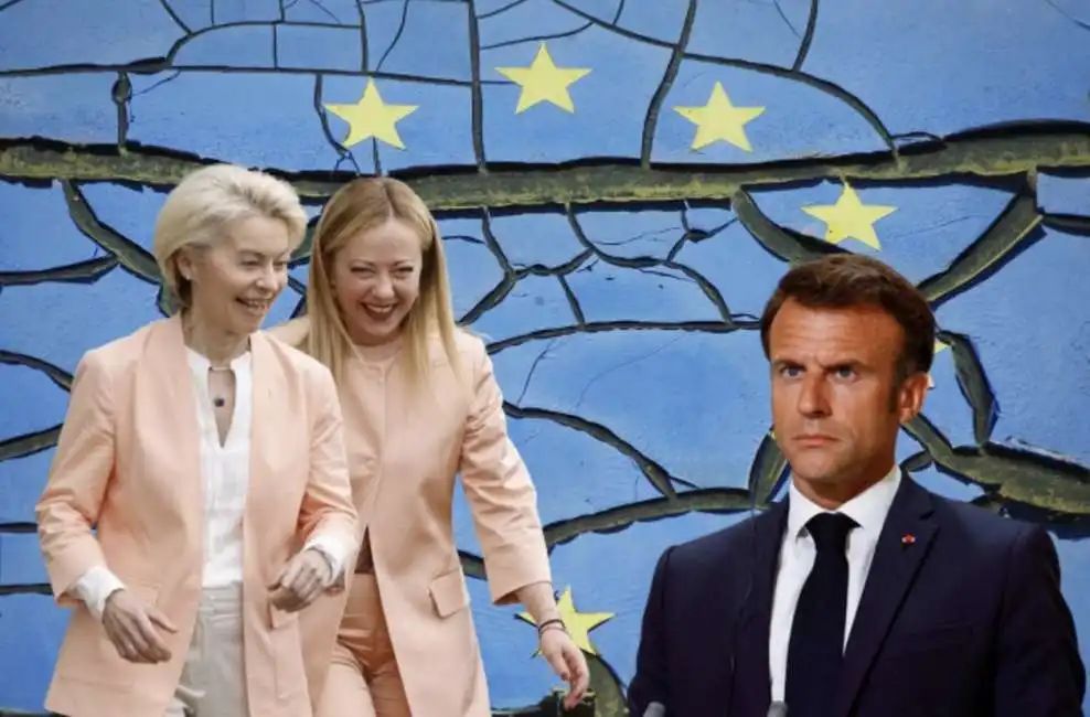 ursula von der leyen giorgia meloni emmanuel macron