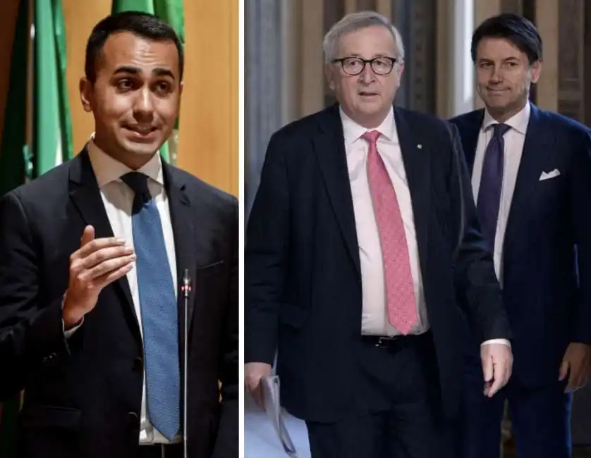 luigi di maio jean claude juncker giuseppe conte