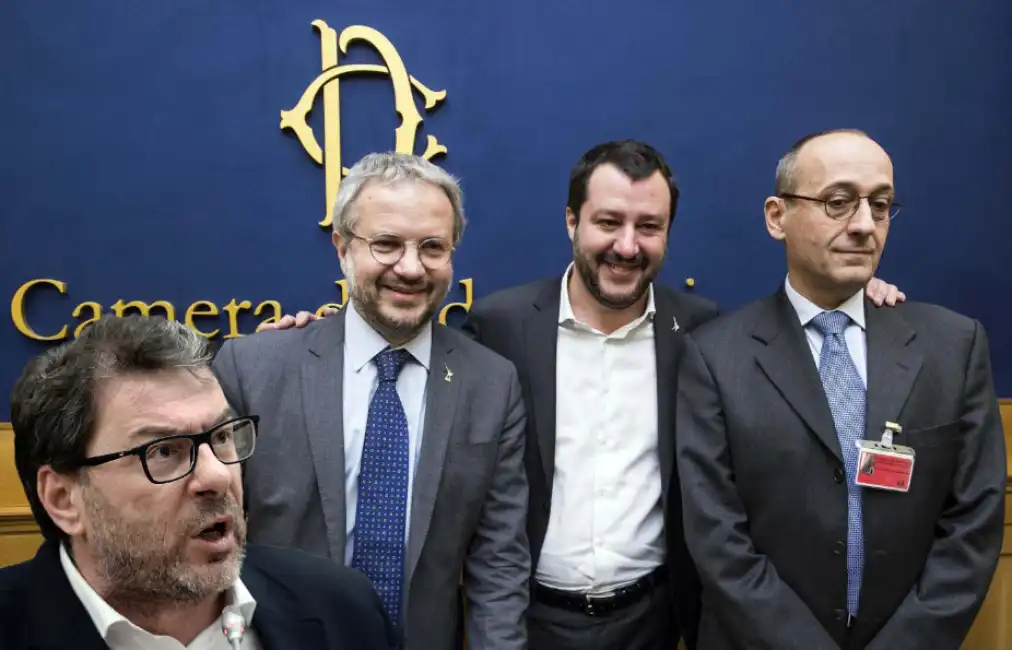 giancarlo giorgetti matteo salvini claudio borghi alberto bagnai