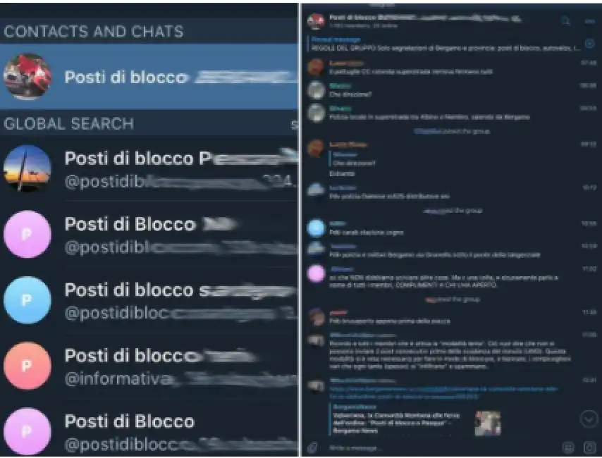 posti di blocco posti blocco gruppi telegram