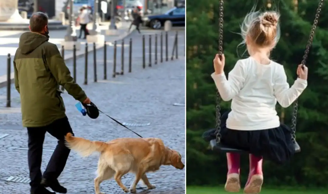 quarantena uomo con cane e bimbi