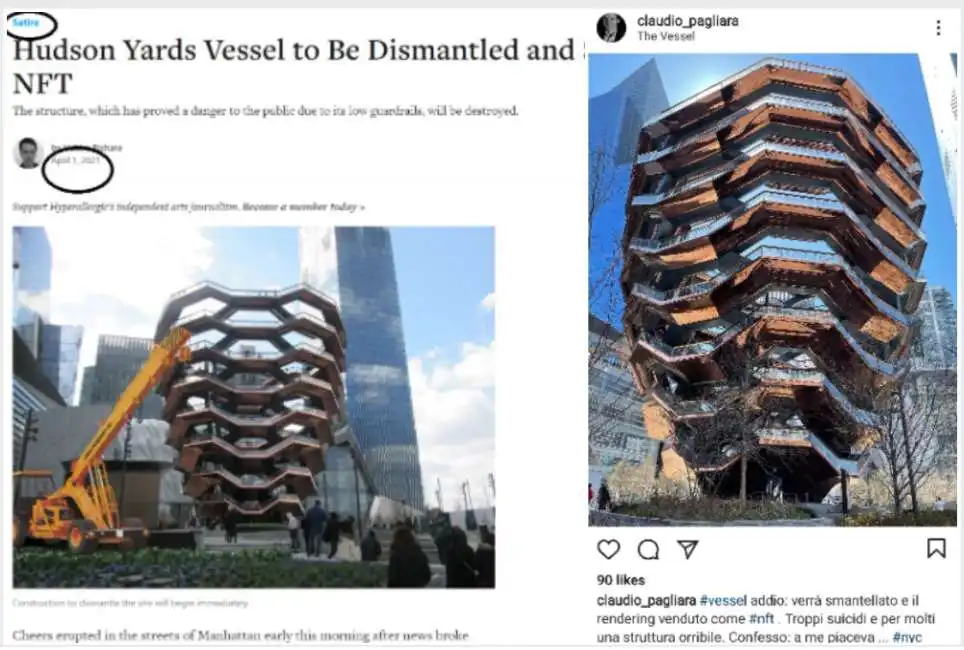 la bufala sullo smaltellamento del vessel a new york