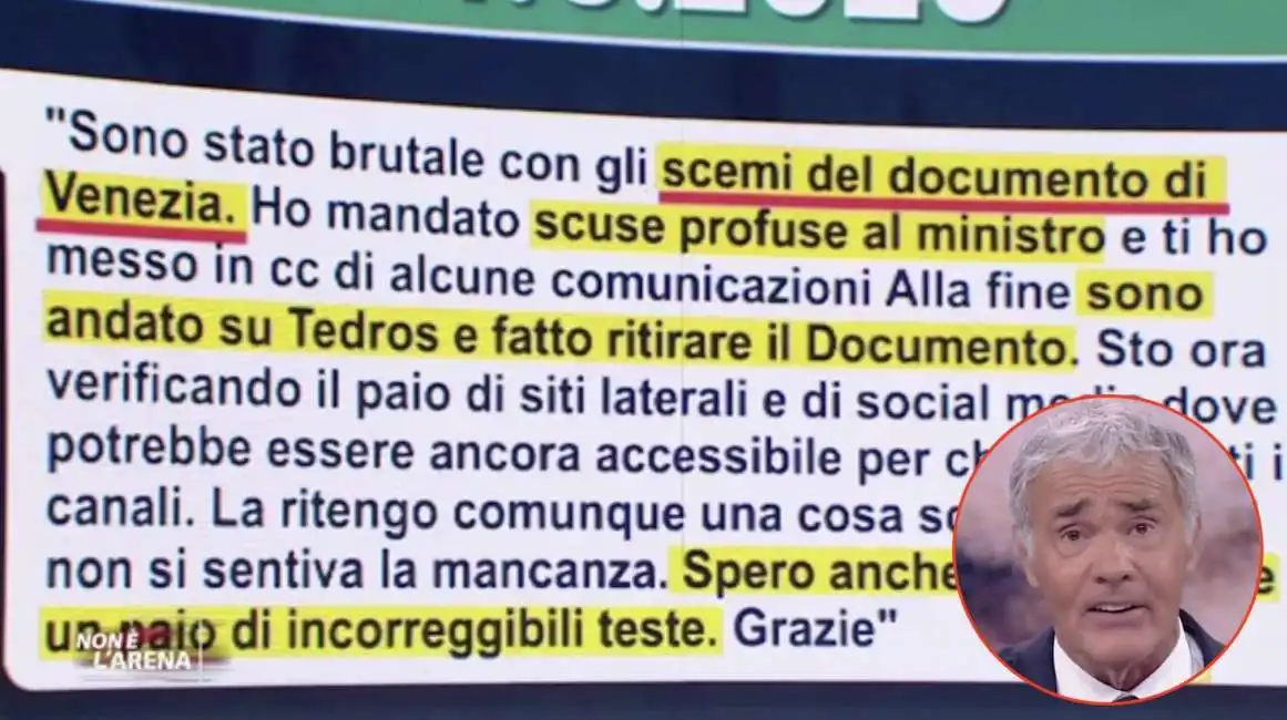 massimo giletti non e' e l'arena brusaferro ranieri guerra