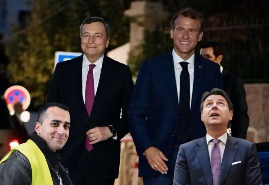 luigi di maio giuseppe conte mario draghi emmanuel macron 