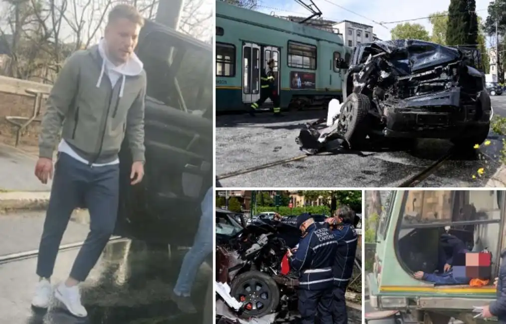 ciro immobile incidente roma auto tram macchina 