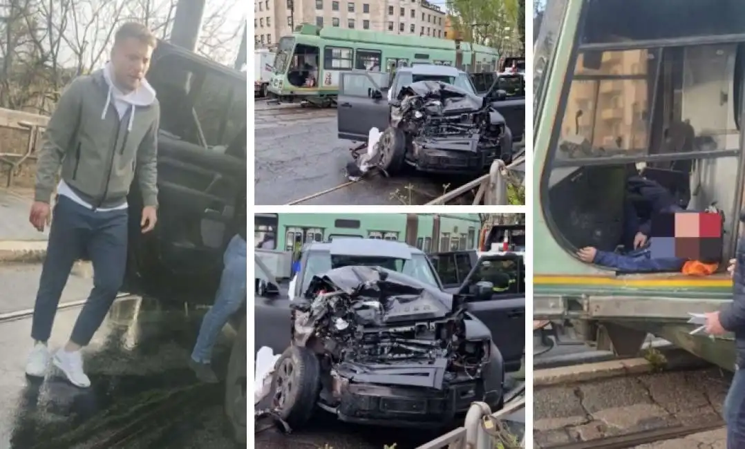 ciro immobile incidente tram auto roma macchina range rover land discovery 