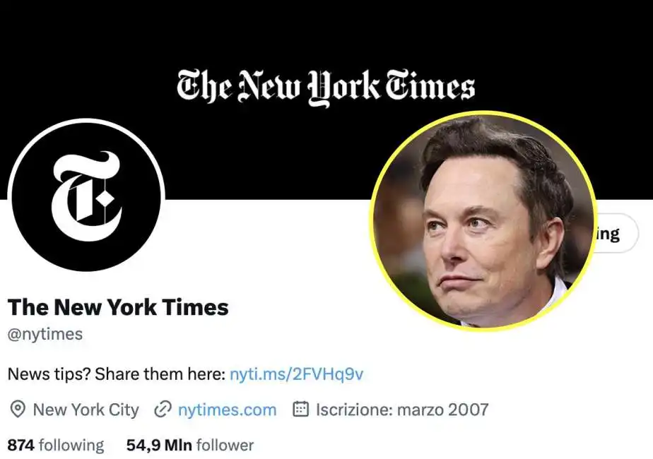 elon musk new york times twitter spunta blu