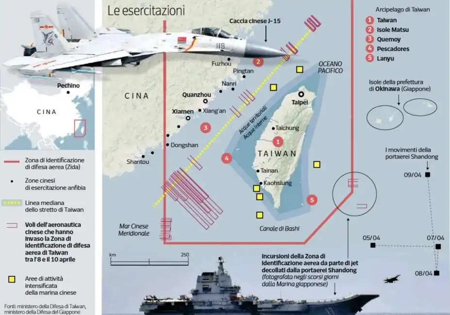 esercitazioni militari cinesi a taiwan cina 