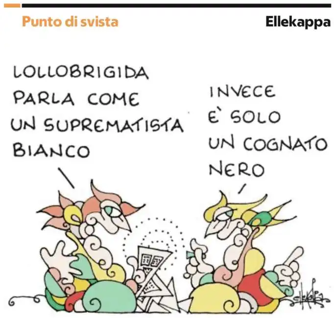 francesco lollobrigida suprematista bianco o cognato nero - vignetta by ellekappa