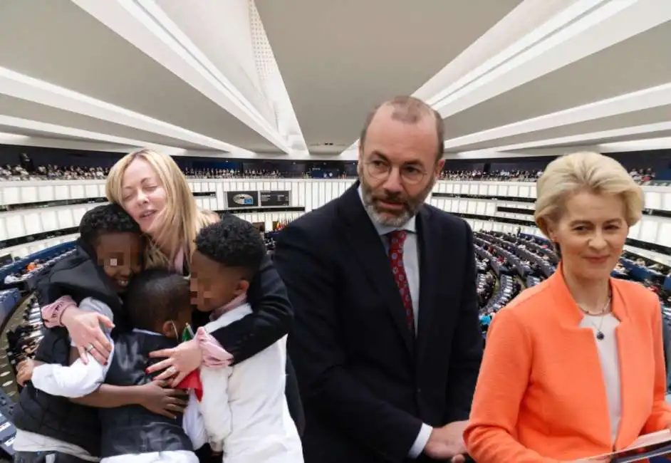 giorgia meloni ursula von der leyen manfred weber 