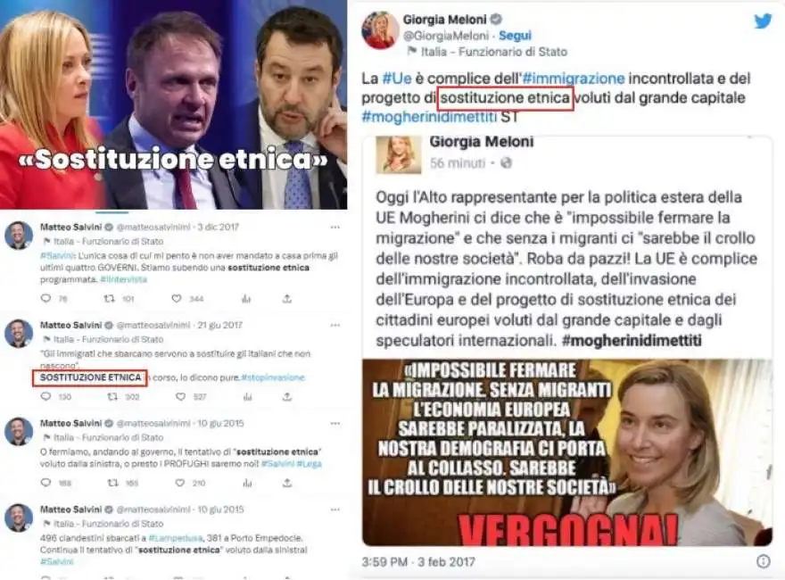 sostituzione etnica meloni salvini lollobrigida