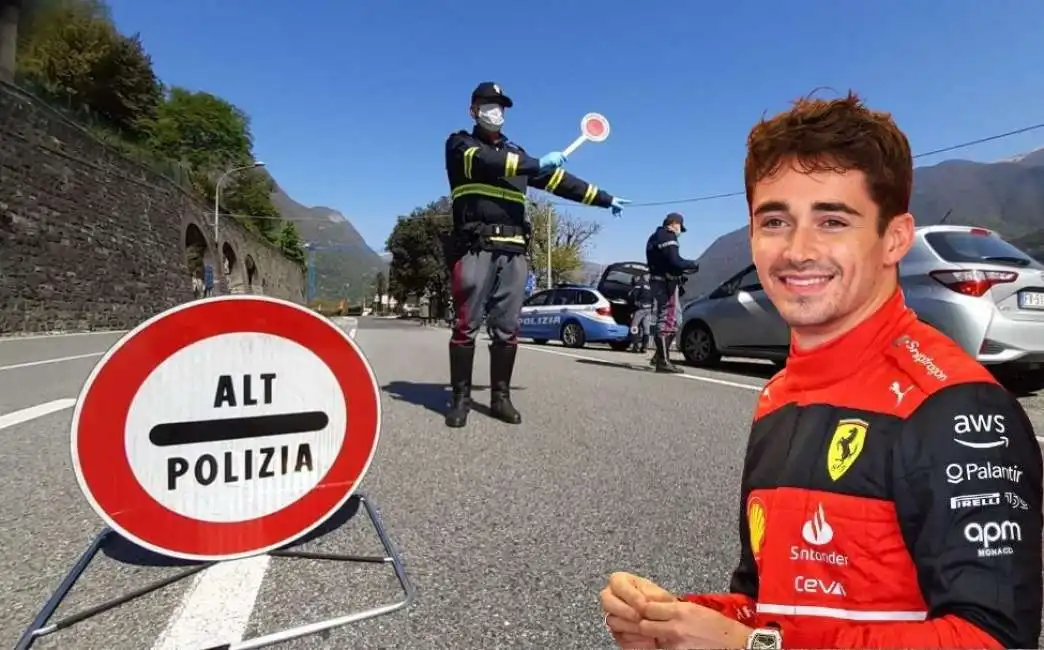 charles leclerc posto di blocco polizia 