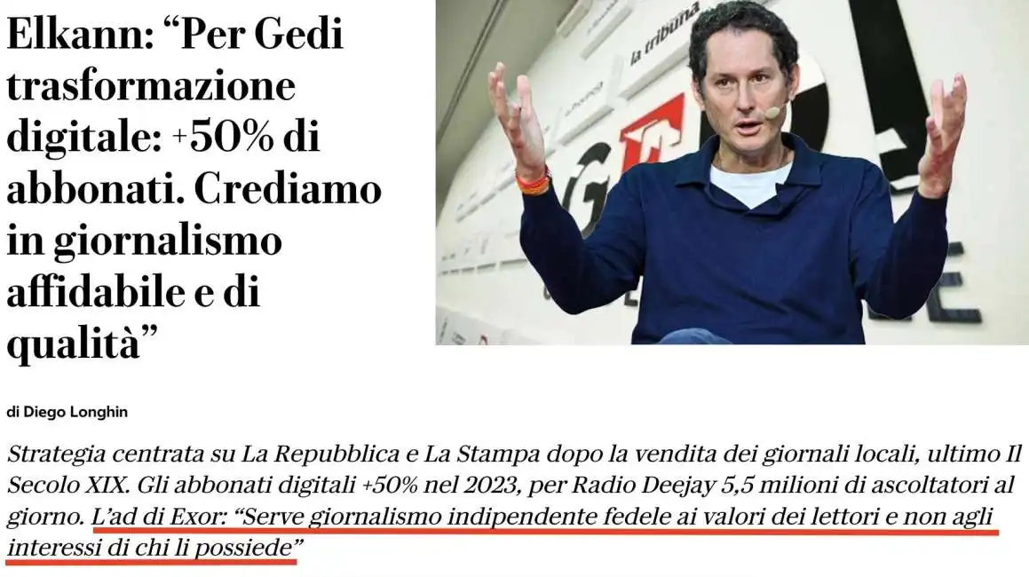 john elkann repubblica giornalismo exor 