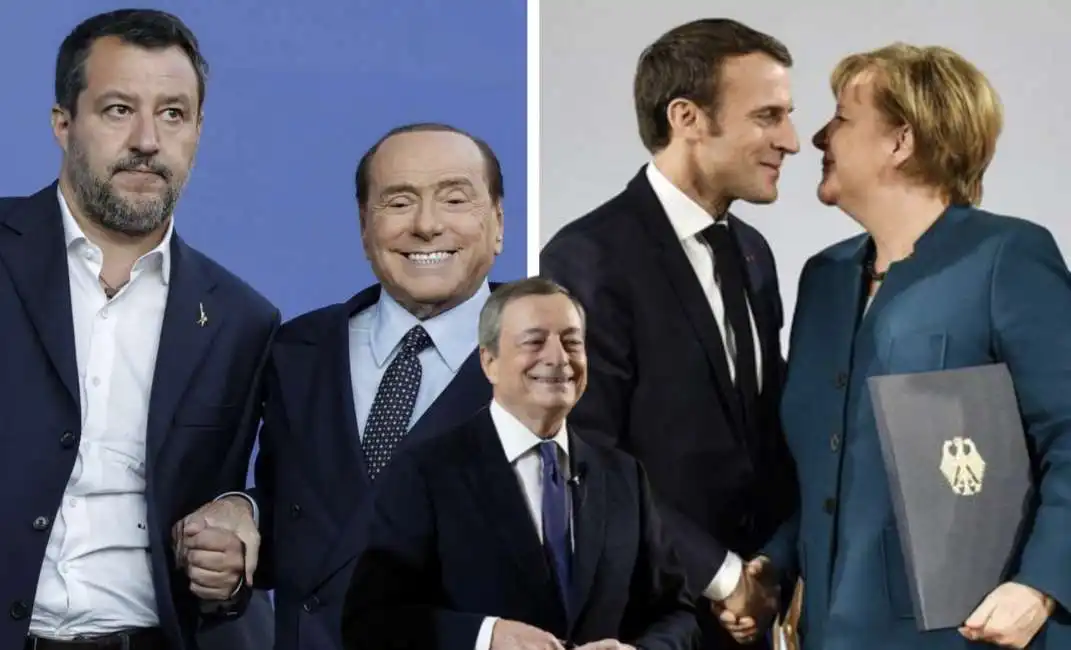 mario draghi silvio berlusconi matteo salvini emmanuel macron angela merkel