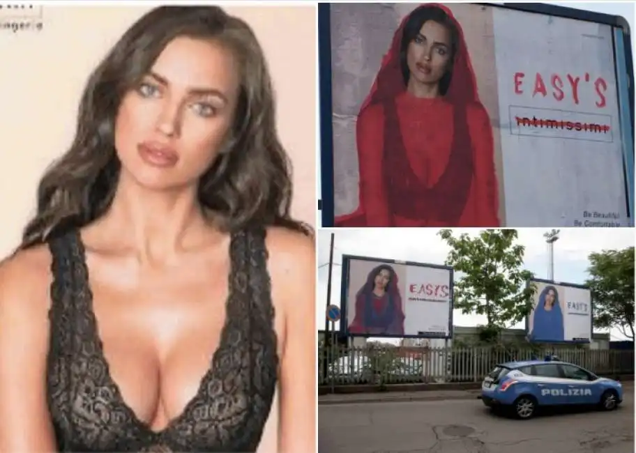 i manifesti con irina shayk coperti dal chador