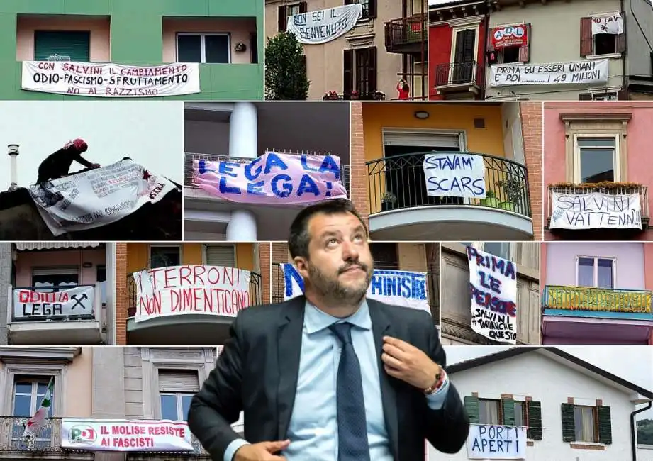 matteo salvini striscioni