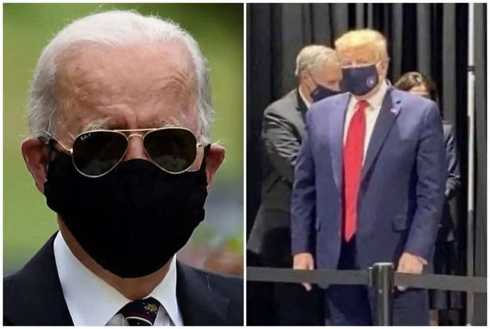 donald trump joe biden mascherina