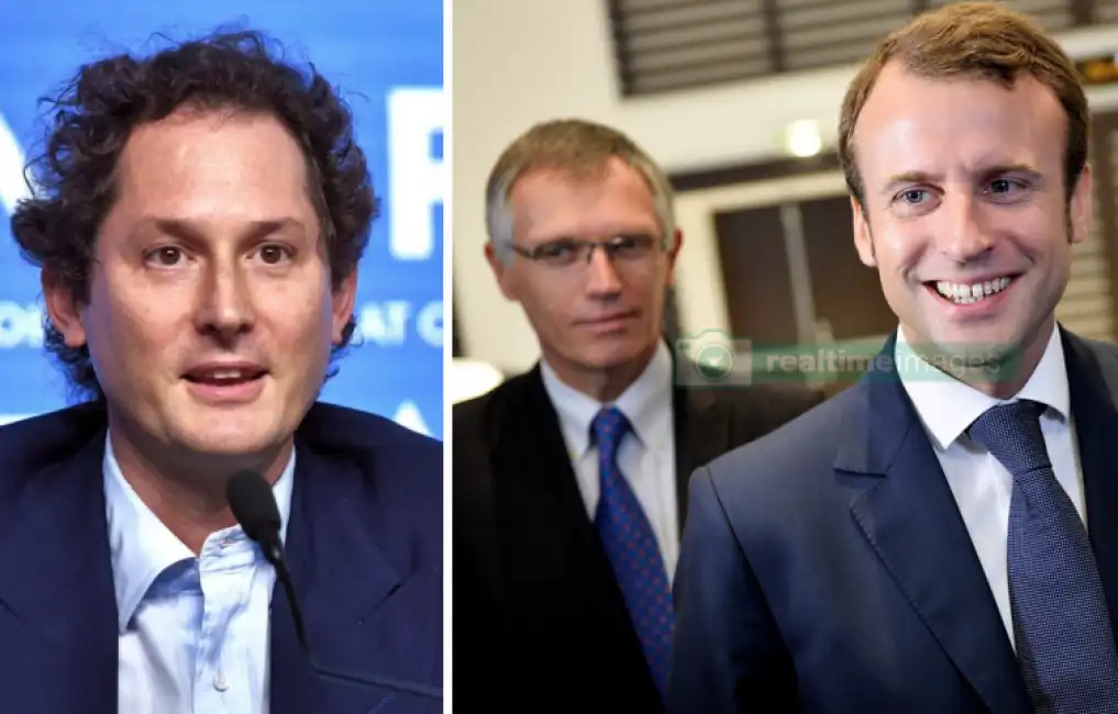 john elkann carlos tavares emmanuel macron