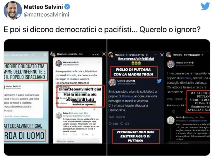 insulti a matteo salvini