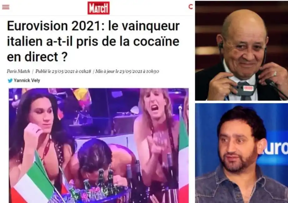 maneskin 2021eurovision le drian cyril hanouna