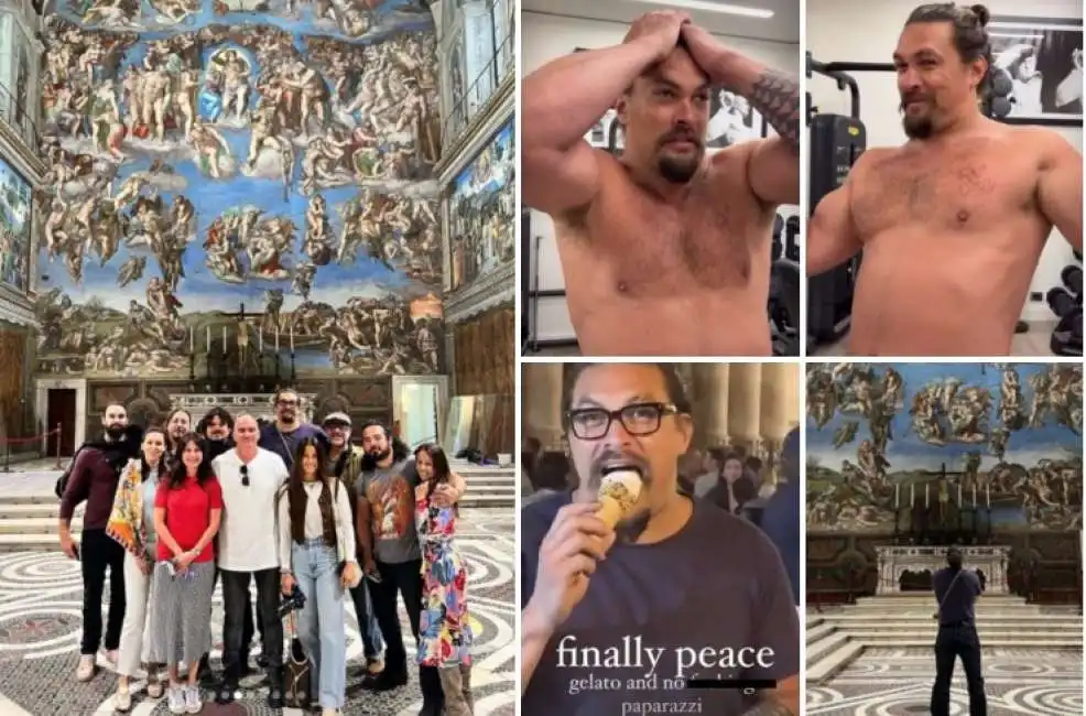 le scuse di jason momoa per le foto alla cappella sistina 