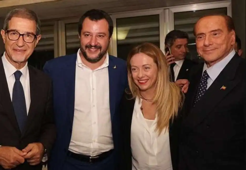 nello musumeci matteo salvini giorgia meloni silvio berlusconi