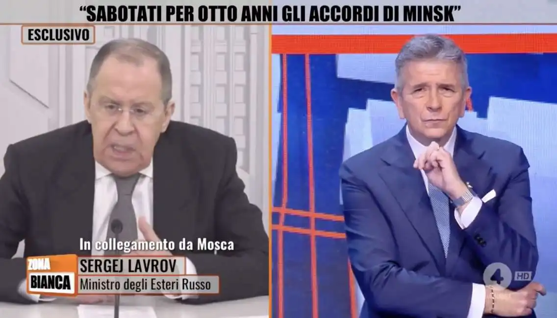 sergei lavrov intervistato da giuseppe brindisi a zona bianca - 7