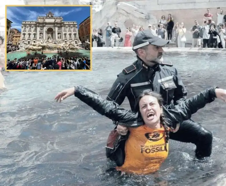 blitz degli attivisti di ultima generazione alla fontana di trevi - 1