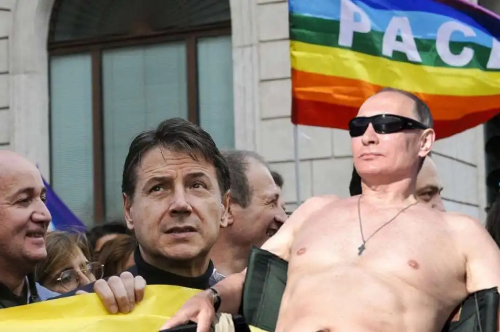 giuseppe conte manifestazione vladimir putin 