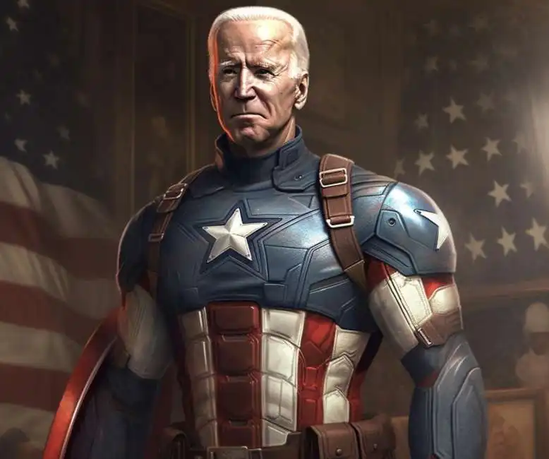 joe biden captain america - immagine realizzata con l intelligenza artificiale midjourney 