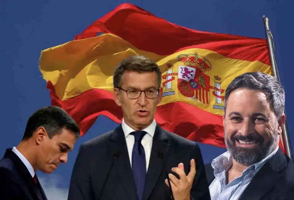 pedro sanchez alberto nunez feijoo santiago abascal spagna 