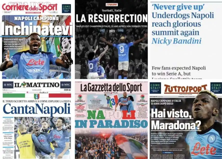 prime pagine giornali napoli scudetto