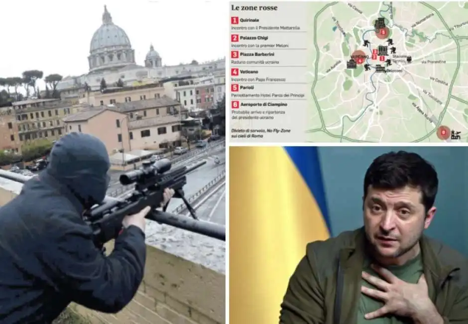 volodymyr zelensky roma visita cecchini sicurezza zone rosse