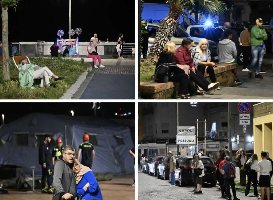 cittadini in strada a pozzuoli dopo il terremoto napoli